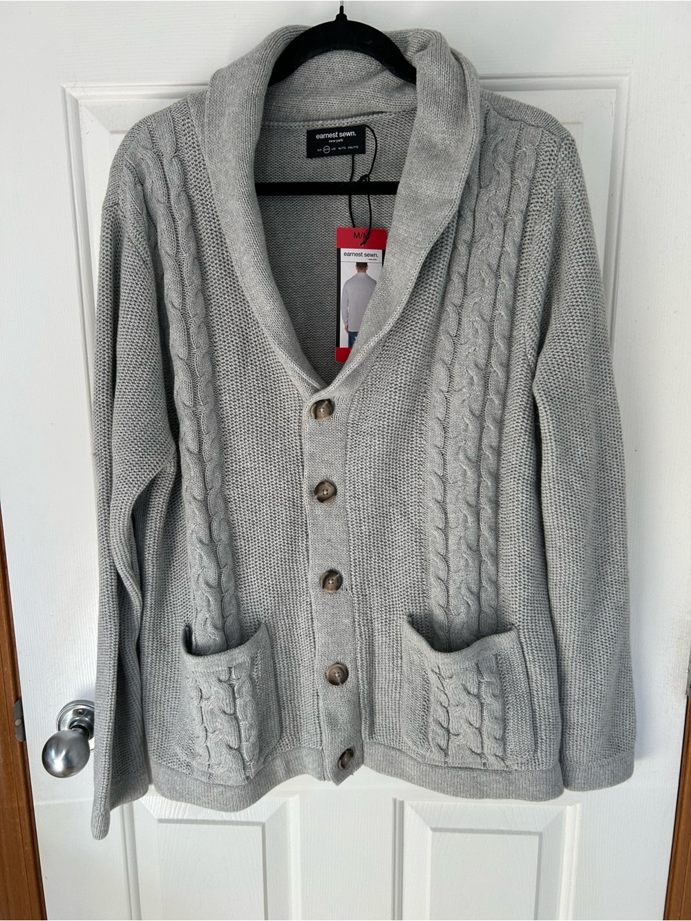 Earnest Sewn Light Gray Shawl Collar Cardigan